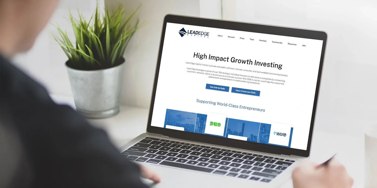 Laptop on LeadEdge Capital Website